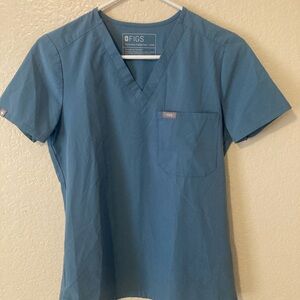 Figs Women's Blue V-Neck Short Sleeve medical top